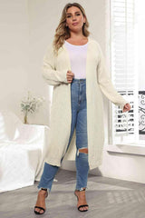 Casual Relaxed Plus Size Open Front Cardigan - MXSTUDIO.COM