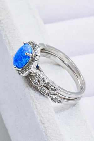 Celebrate Glamour 2-Piece Set Sterling Silver Opal Ring - MXSTUDIO.COM