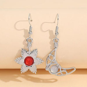 Celestial Charm Beaded Alloy Sun And Moon Earrings-MXSTUDIO.COM