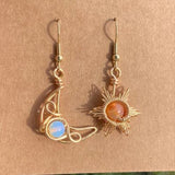 Celestial Charm Beaded Alloy Sun And Moon Earrings-MXSTUDIO.COM