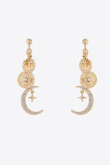 Celestial Touch Rhinestone Moon Dangle Earrings - MXSTUDIO.COM