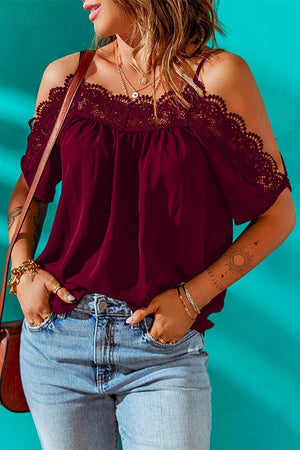 Change For The Better Lace Cold Shoulder Top - MXSTUDIO.COM