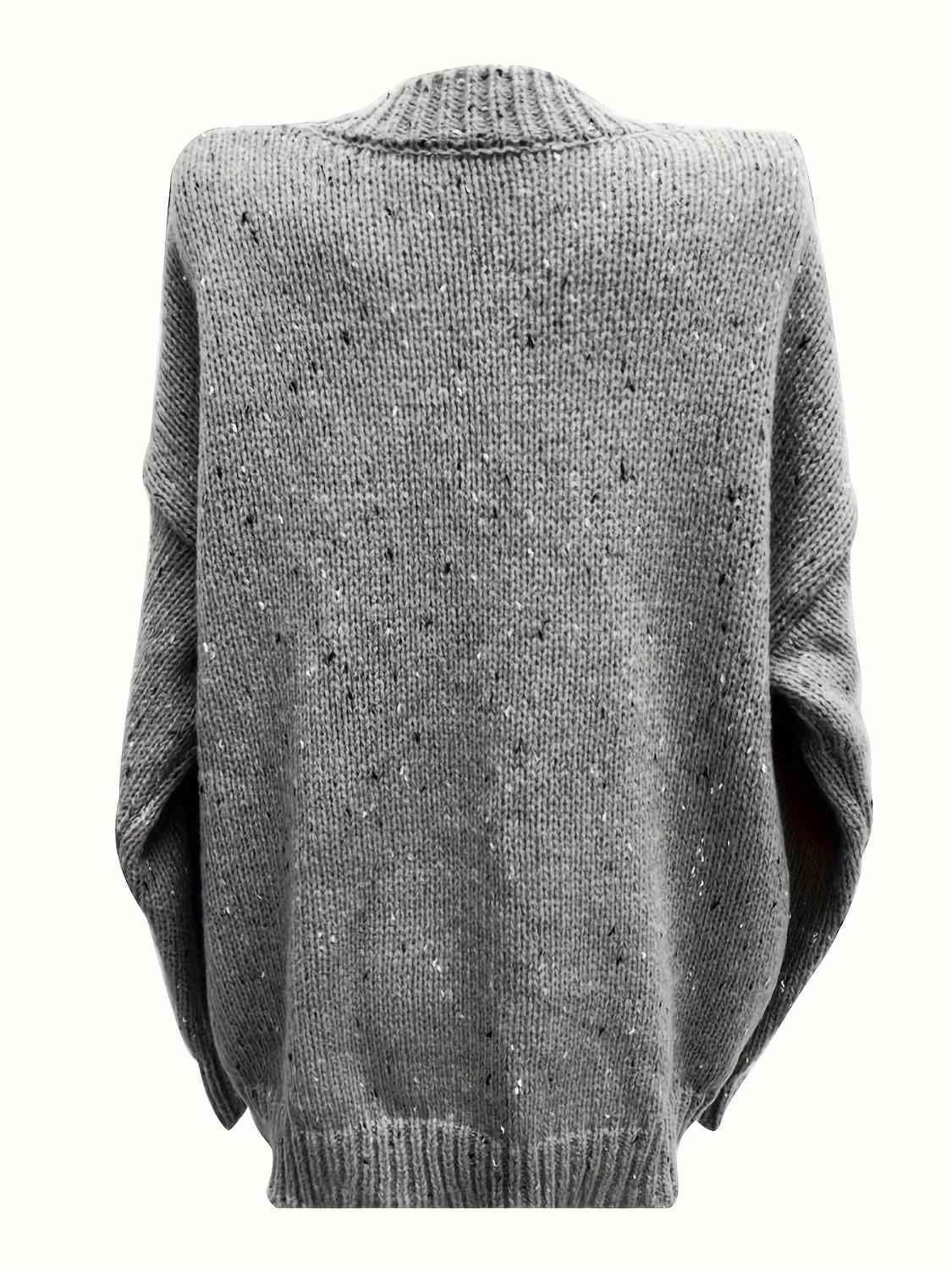 Charcoal Plus Size Mock Neck Sweater - MXSTUDIO.COM