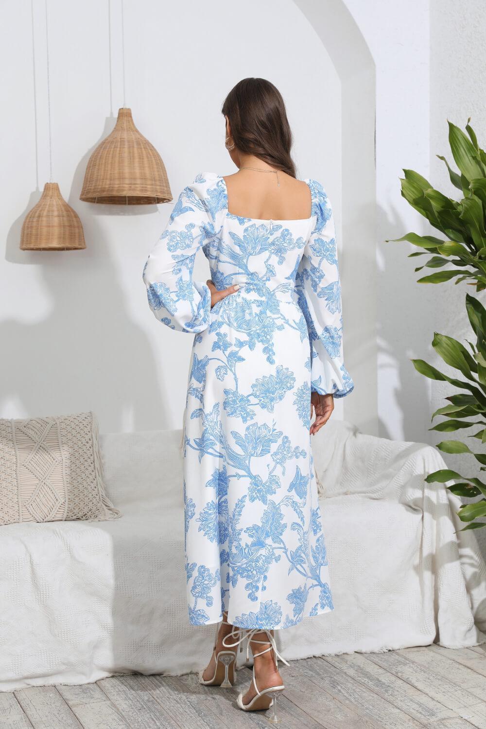 Charismatic Floral Long Sleeve Midi Dress - MXSTUDIO.COM