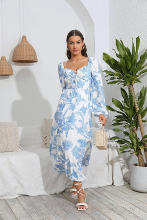 Charismatic Floral Long Sleeve Midi Dress - MXSTUDIO.COM