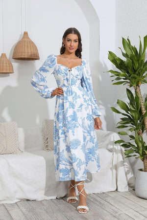 Charismatic Floral Long Sleeve Midi Dress - MXSTUDIO.COM