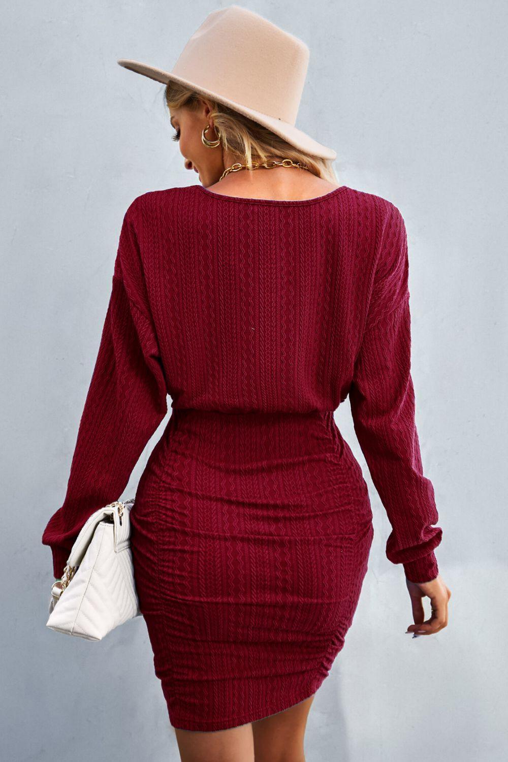 Charismatic Knit Dropped Shoulder Dress - MXSTUDIO.COM