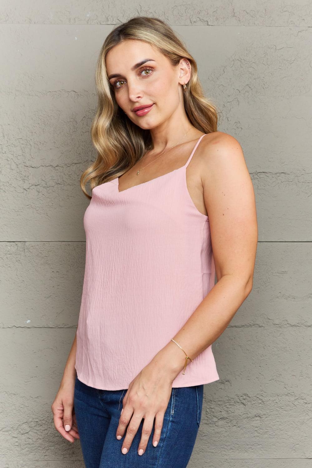 Charismatic Loose Fit Pink Cami Top - MXSTUDIO.COM