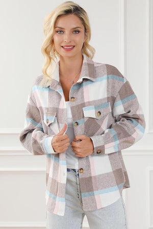 Charismatic Warmth Pocketed Plaid Jacket-MXSTUDIO.COM