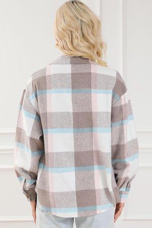 Charismatic Warmth Pocketed Plaid Jacket-MXSTUDIO.COM