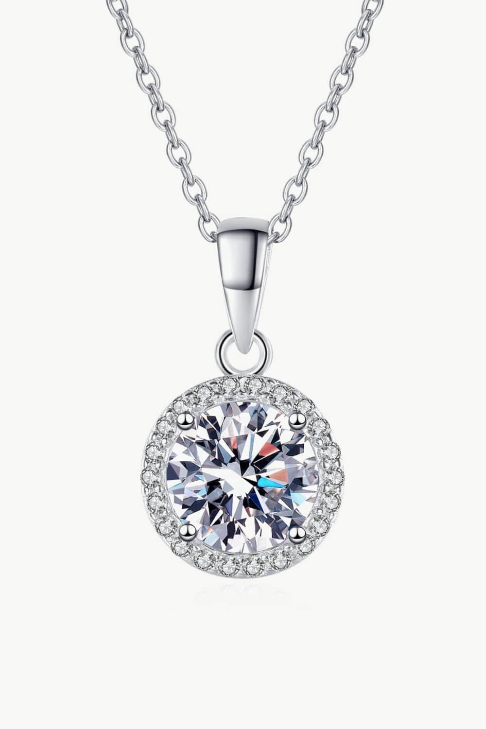 Charming 1 Carat Moissanite Round Pendant Necklace - MXSTUDIO.COM