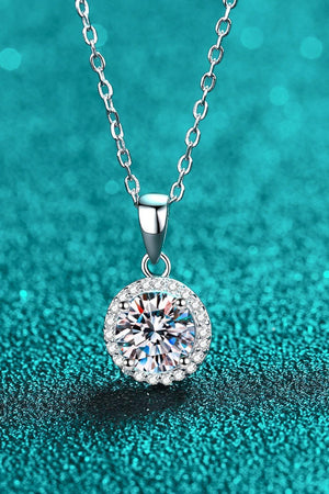 Charming 1 Carat Moissanite Round Pendant Necklace - MXSTUDIO.COM