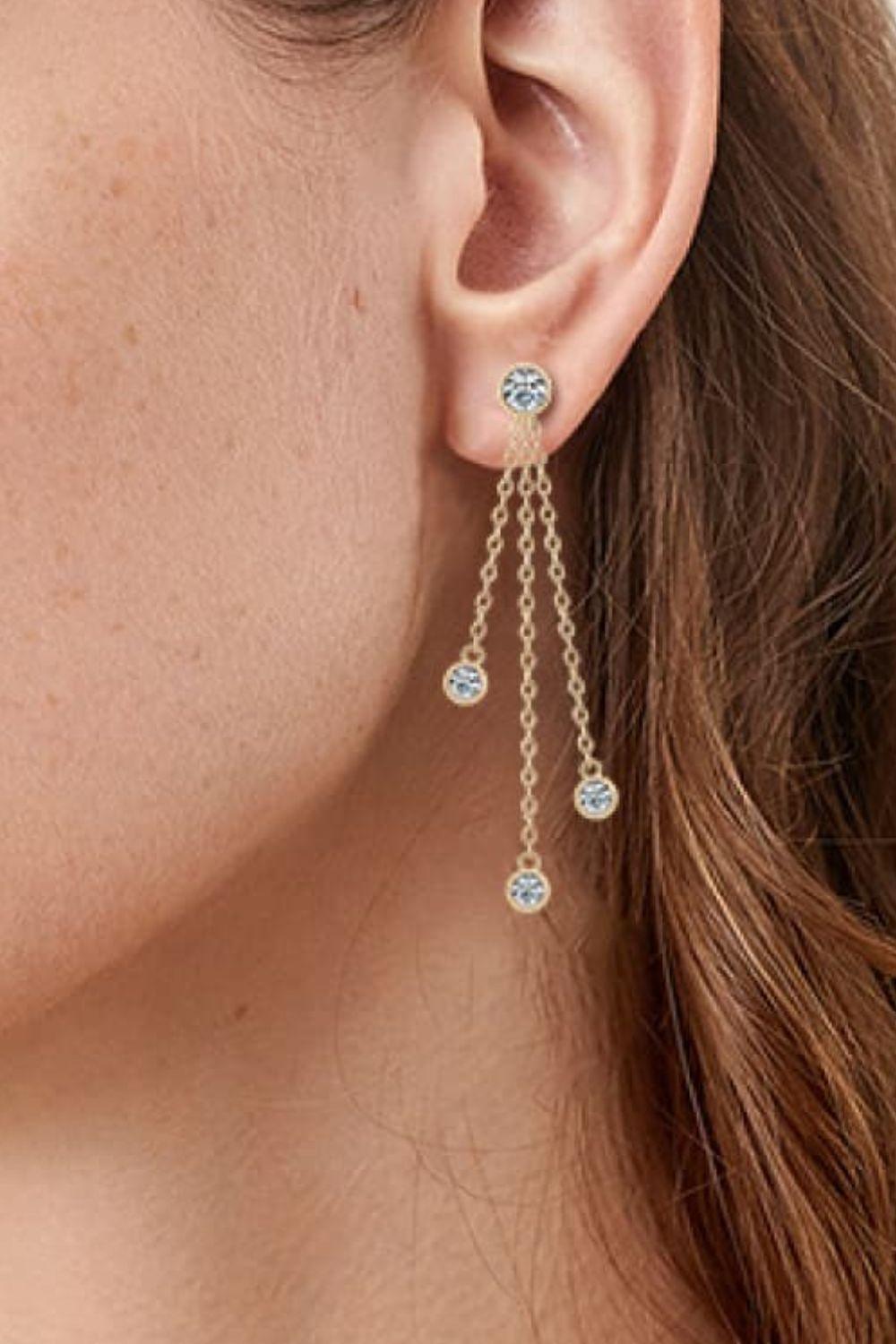 Charming 1.2 Carat Layered Chain Moissanite Earrings - MXSTUDIO.COM