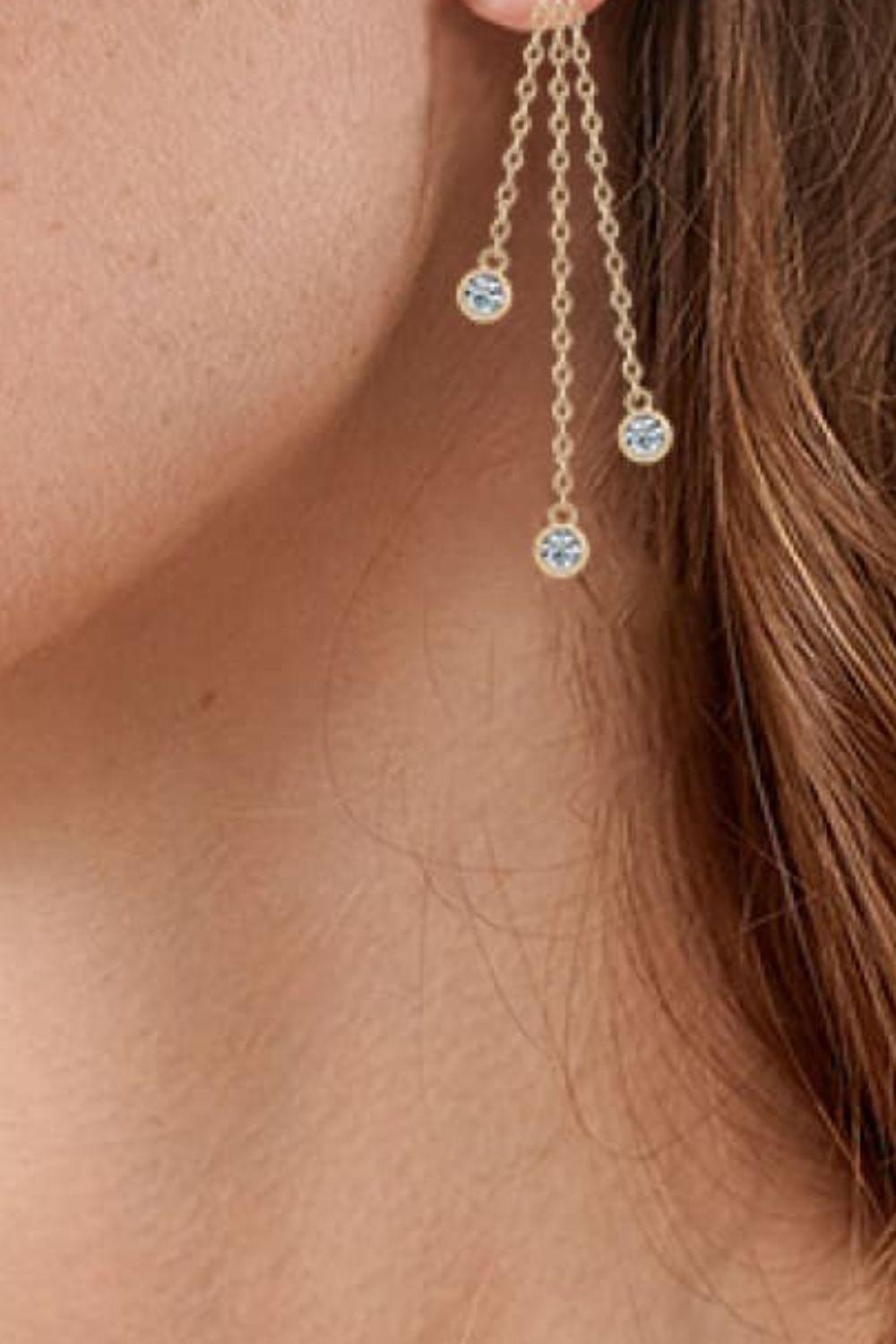 Charming 1.2 Carat Layered Chain Moissanite Earrings - MXSTUDIO.COM