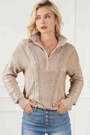 Charming Comfort Half Zip Collared Sweater - MXSTUDIO.COM