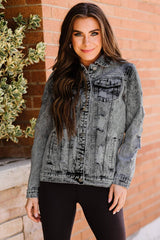 Charming Distressed Denim Jacket with Pockets - MXSTUDIO.COM