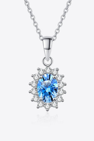 Charming Oval Blue 1 Carat Moissanite Necklace - MXSTUDIO.COM