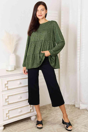 Charming Puff Sleeve Tiered Plus Size Polka Top - MXSTUDIO.COM