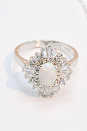 Charming Touch Halo Sterling Silver Opal Ring - MXSTUDIO.COM