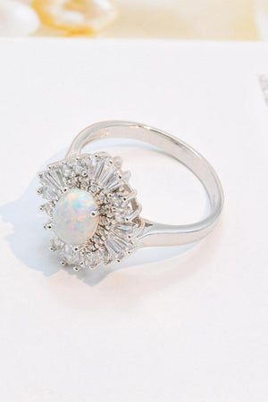 Charming Touch Halo Sterling Silver Opal Ring - MXSTUDIO.COM