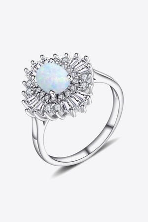 Charming Touch Halo Sterling Silver Opal Ring - MXSTUDIO.COM