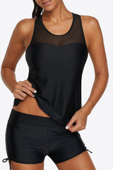 Cheeky Allure Tied Racerback Black Tankini Set - MXSTUDIO.COM