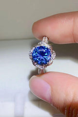 Cheer Platinum-Plated 2 Carat Blue Moissanite Ring - MXSTUDIO.COM