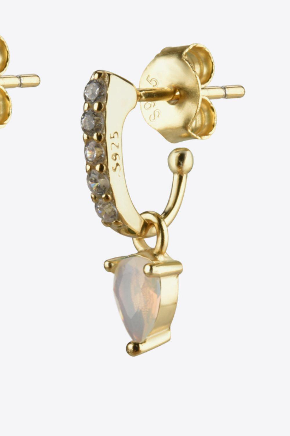 Cheerful Gold Plated 925 Sterling Silver Opal Drop Earrings - MXSTUDIO.COM