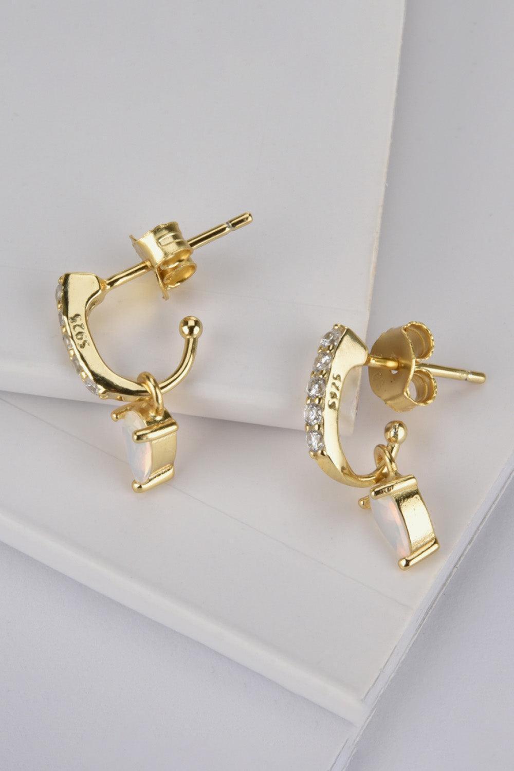 Cheerful Gold Plated 925 Sterling Silver Opal Drop Earrings - MXSTUDIO.COM