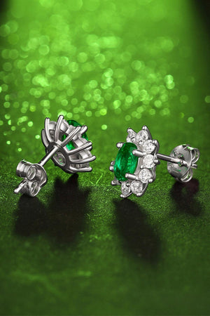 Cheerful Moment 1 Carat Lab-Grown Emerald Stud Earrings - MXSTUDIO.COM