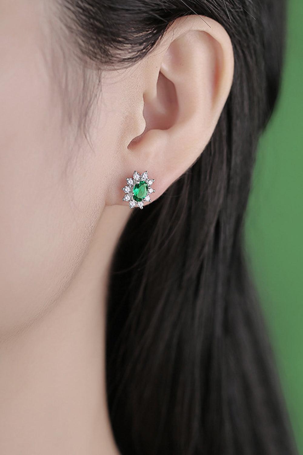Cheerful Moment 1 Carat Lab-Grown Emerald Stud Earrings - MXSTUDIO.COM