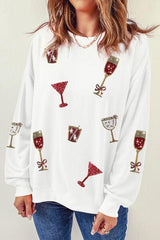 Cheers For The Holiday White Sequin Sweatshirt-MXSTUDIO.COM