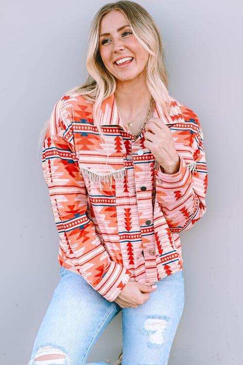 Cheery And Warm Button Up Geometric Jacket - MXSTUDIO.COM