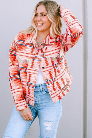 Cheery And Warm Button Up Geometric Jacket - MXSTUDIO.COM