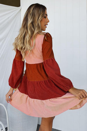 Cheery Square Neck Tiered Dress - MXSTUDIO.COM