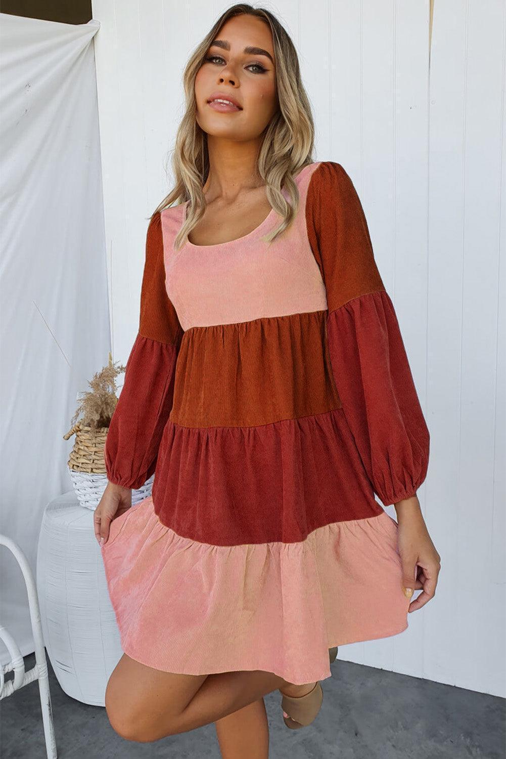 Cheery Square Neck Tiered Dress - MXSTUDIO.COM