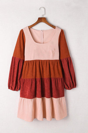 Cheery Square Neck Tiered Dress - MXSTUDIO.COM