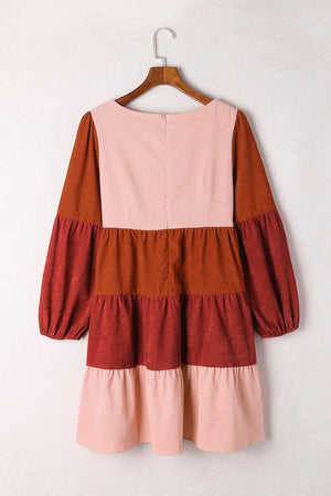 Cheery Square Neck Tiered Dress - MXSTUDIO.COM