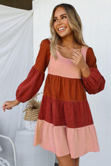 Cheery Square Neck Tiered Dress - MXSTUDIO.COM