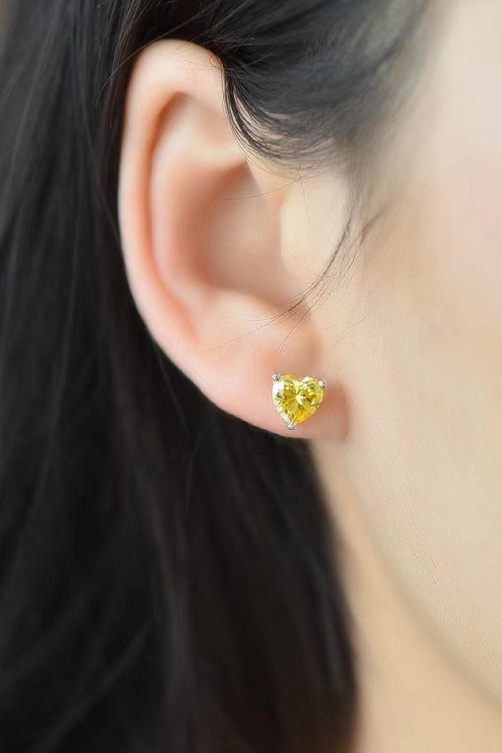 Cherish 2 Carat Yellow Heart Moissanite Earrings - MXSTUDIO.COM