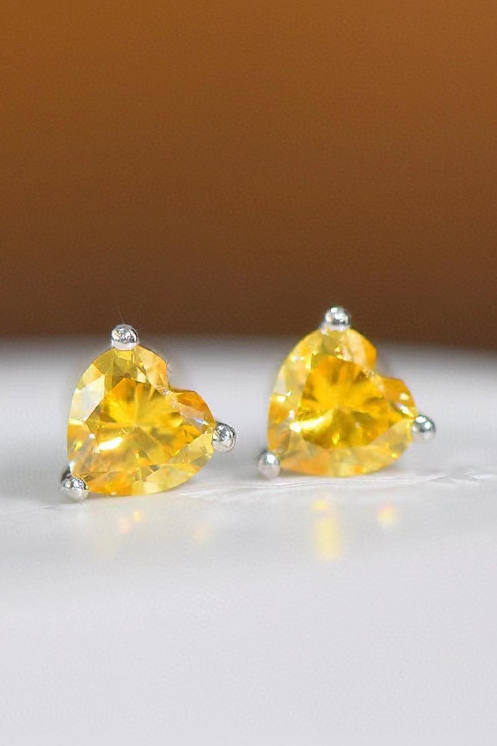 Cherish 2 Carat Yellow Heart Moissanite Earrings - MXSTUDIO.COM