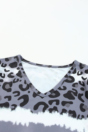 Cherish Life V Neck Leopard Print Tee Shirt - MXSTUDIO.COM