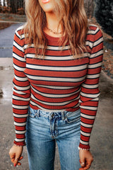 Cherish Today Crew Neck Striped Long Sleeve Top - MXSTUDIO.COM