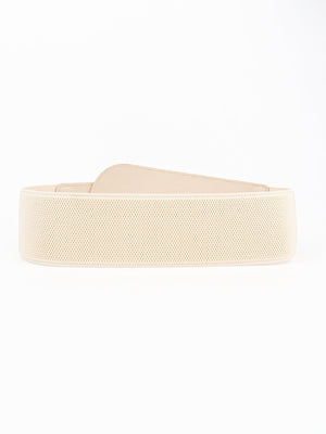 Cherish Yourself Alloy Buckle PU Wide Stretch Waist Belt - MXSTUDIO.COM