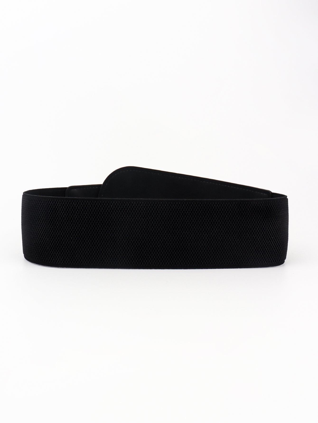 Cherish Yourself Alloy Buckle PU Wide Stretch Waist Belt - MXSTUDIO.COM