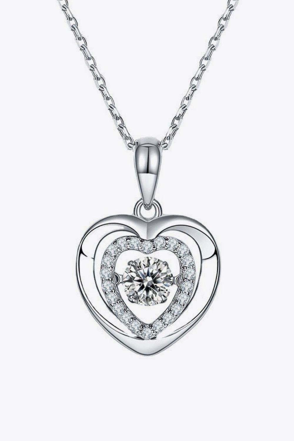 Cherish Zircon Accents Moissanite Heart Necklace - MXSTUDIO.COM