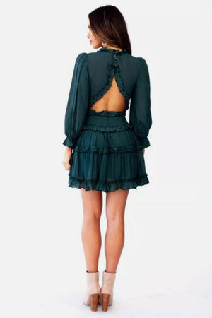 Cherished Ruffle Open Back Dress - MXSTUDIO.COM