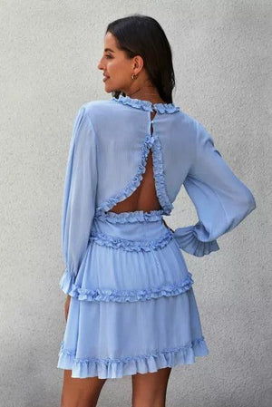 Cherished Ruffle Open Back Dress - MXSTUDIO.COM