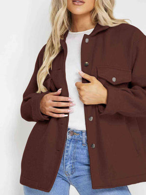 Chestnut Button Down Collared Denim Jacket - MXSTUDIO.COM