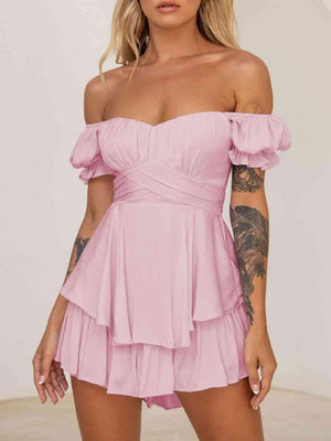 Chic Allure Layered Off Shoulder Romper - MXSTUDIO.COM